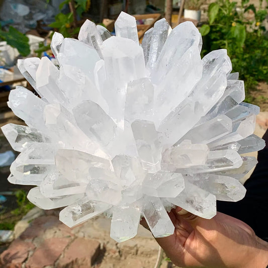 Natural Rare White Transparent Quartz Crystal Mineral Cluster ​Specimen Home Office Degaussing Decoration Energy Gem