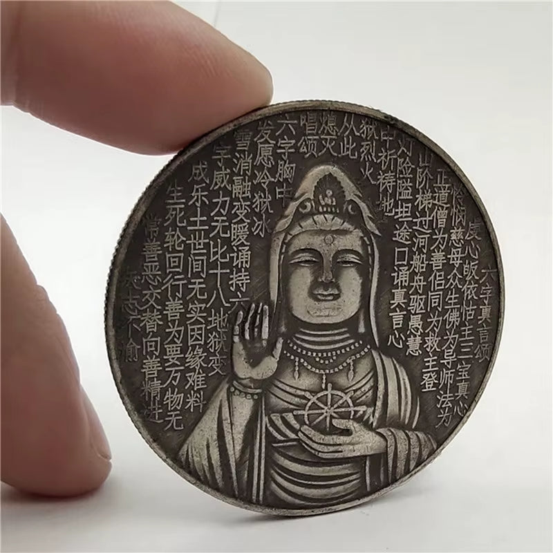 Guanyin Coins HOME WALL DÉCOR Large Silver Dollar Commemorative Collection Feng Shui Lucky Gift