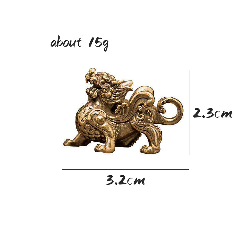 Vintage Brass Chinese Beast Pendants for Keychains Lanyard Men Car Key Chain Hanging Lucky Feng Shui Jewelry Handmade Woven Rope