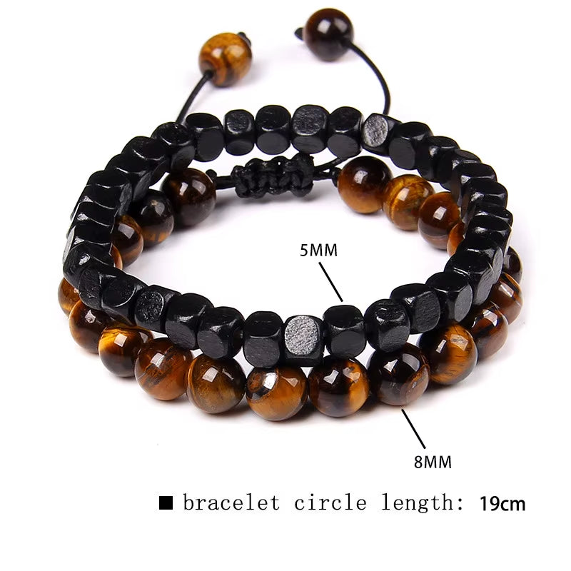 2 Pcs Chinese Feng Shui Obsidian Wood Bracelet Men Women Unisex Wristband Red Pixiu Charm Lucky Wealthy Women Bracelet Gift