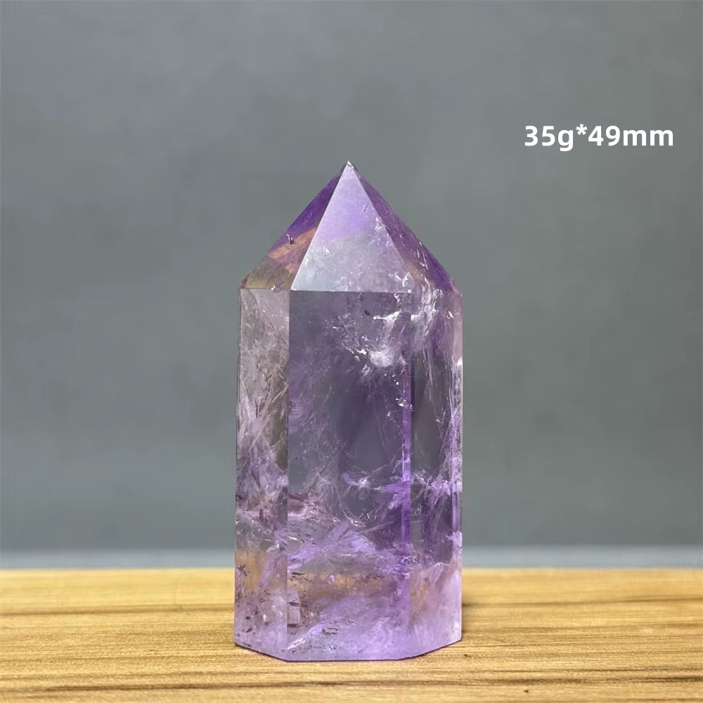 Natural Brazilian Amethyst Quartz Crystal Point Obelisk Hexagonal Wand Healing Reiki Witchcraft Meditation Energy Home Decor