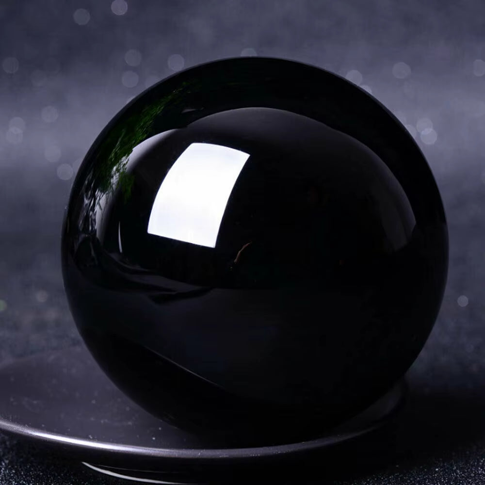 20-60Mm Asian Natural Black Obsidian Sphere Quartz Crystal Magic Ball Healing Reiki Rock Stone Collectibles without Base