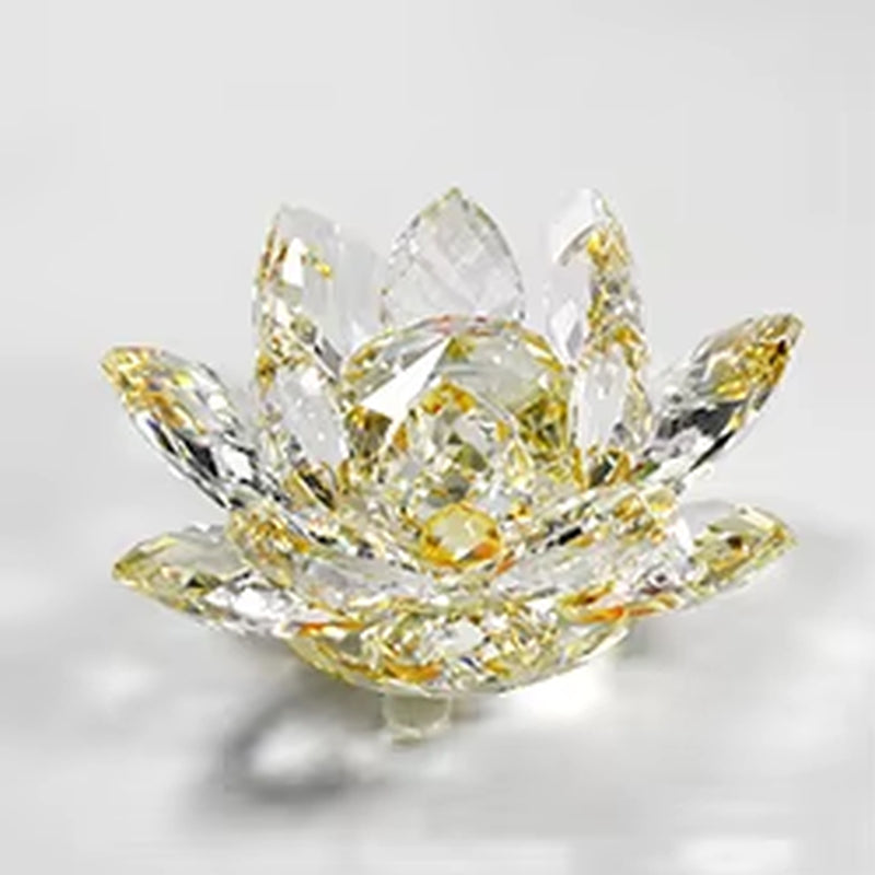 80Mm Colorful Crystal Glass Lotus Flower Natural Stones Feng Shui Crystal Flowers for Wedding Souvenirs