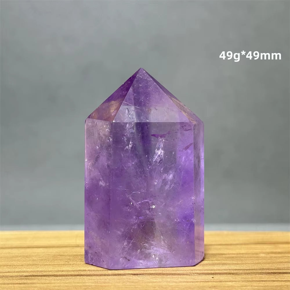 Natural Brazilian Amethyst Quartz Crystal Point Obelisk Hexagonal Wand Healing Reiki Witchcraft Meditation Energy Home Decor