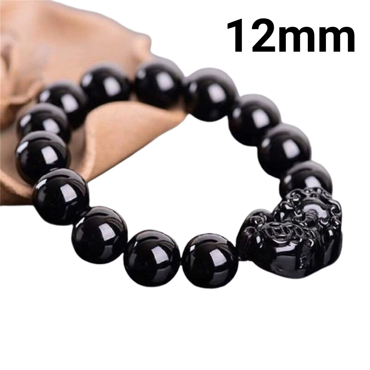 Buddhism Feng Shui Obsidian Stone Beads Bracelet Men Women Unisex Brave Troops Wristband Gold Color Pixiu Wealth Lucky Bracelets