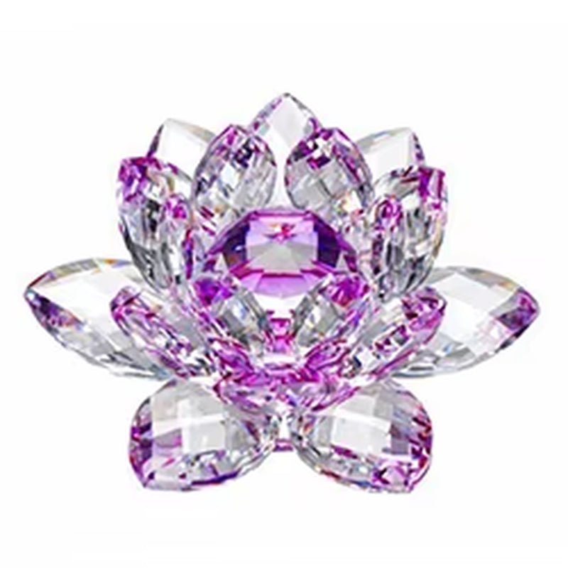 80Mm Colorful Crystal Glass Lotus Flower Natural Stones Feng Shui Crystal Flowers for Wedding Souvenirs