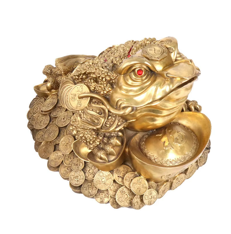 YES LUCKY Feng Shui Brass Three Legged Frog Toad Blessing Attracting Wealth Money Metal Statue Figurine Home Decoration Gift