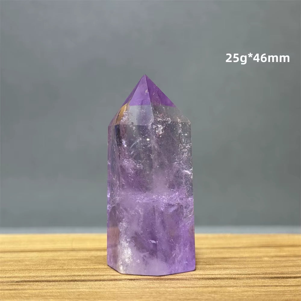 Natural Brazilian Amethyst Quartz Crystal Point Obelisk Hexagonal Wand Healing Reiki Witchcraft Meditation Energy Home Decor