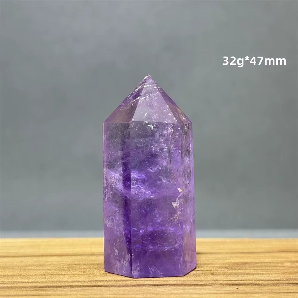 Natural Brazilian Amethyst Quartz Crystal Point Obelisk Hexagonal Wand Healing Reiki Witchcraft Meditation Energy Home Decor