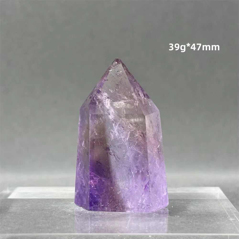 Natural Brazilian Amethyst Quartz Crystal Point Obelisk Hexagonal Wand Healing Reiki Witchcraft Meditation Energy Home Decor