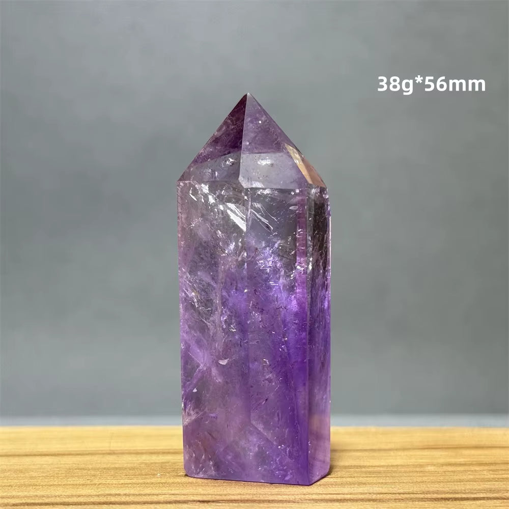 Natural Brazilian Amethyst Quartz Crystal Point Obelisk Hexagonal Wand Healing Reiki Witchcraft Meditation Energy Home Decor