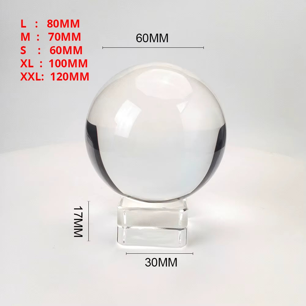 Clear 60Mm/70Mm/80Mm/100Mm/120Mm Crystal Ball with Free Stand K9 Crystal Glass Ball for Photography Prop