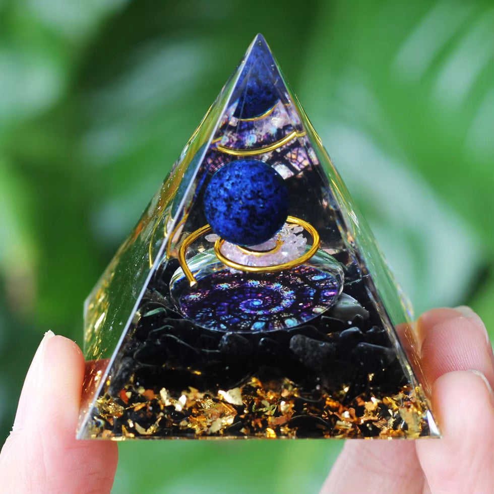 Energy Generator Orgone Pyramid Amethyst Peridot Healing Crystal Stone Home Decor Pyramid Ornament Meditation Tool Christmas Gif