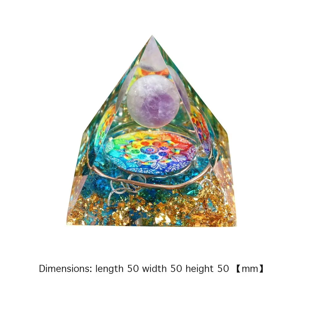 Crystal Stone Orgone Pyramid Energy Generator Room Decor Ornament Natural Amethyst Peridot Reiki Chakra Meditation for Kid Gifts