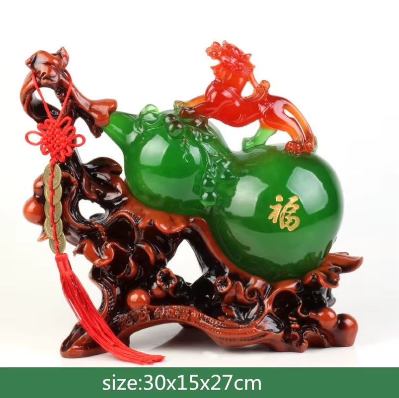 Lucky Fortune Feng Shui Gourd Statue Ornaments Resin Sculpture Crafts Home Decoration Accessories Housewarming Wedding Gifts