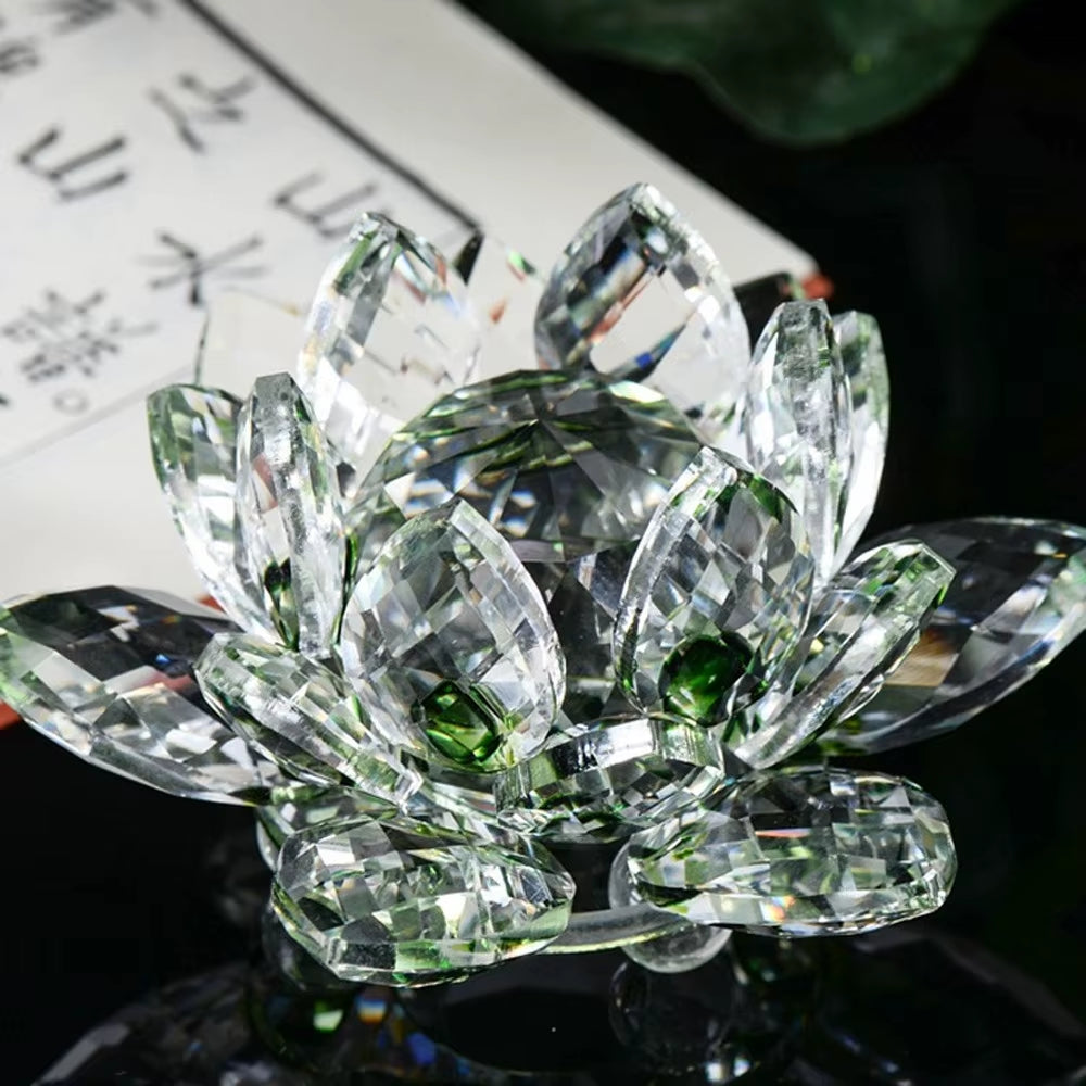 Quartz Crystal Lotus Flower Crafts Glass Candlestick Fengshui Ornaments Figurines Home Wedding Party Decor