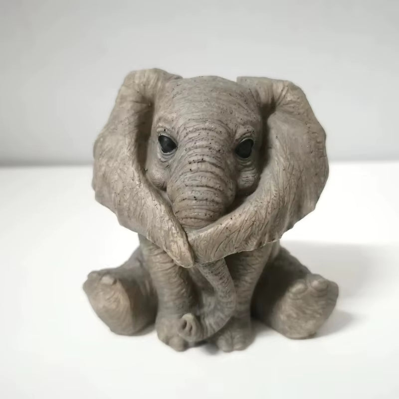 3 Kinds of Resin Baby Elephant Decoration Lucky Feng Shui Gray Elephant Doll Creative Cute Elephant Doll Home Decoration