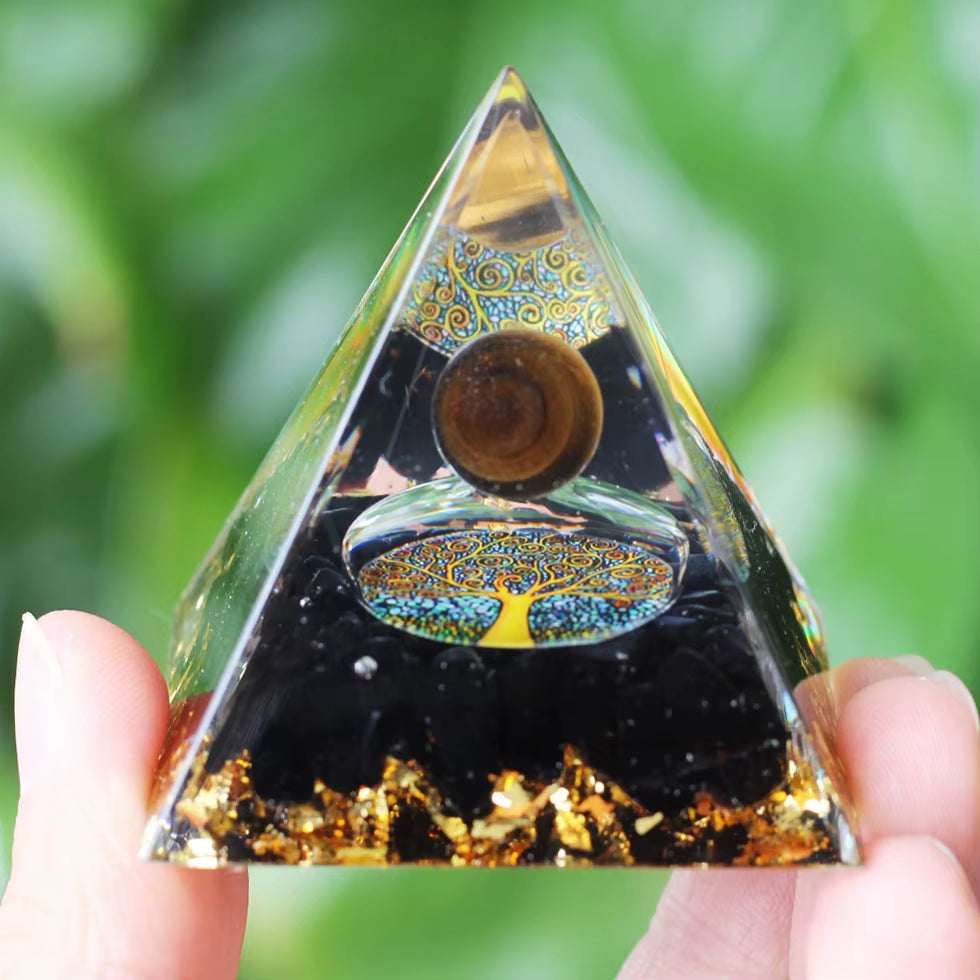 Energy Generator Orgone Pyramid Amethyst Peridot Healing Crystal Stone Home Decor Pyramid Ornament Meditation Tool Christmas Gif