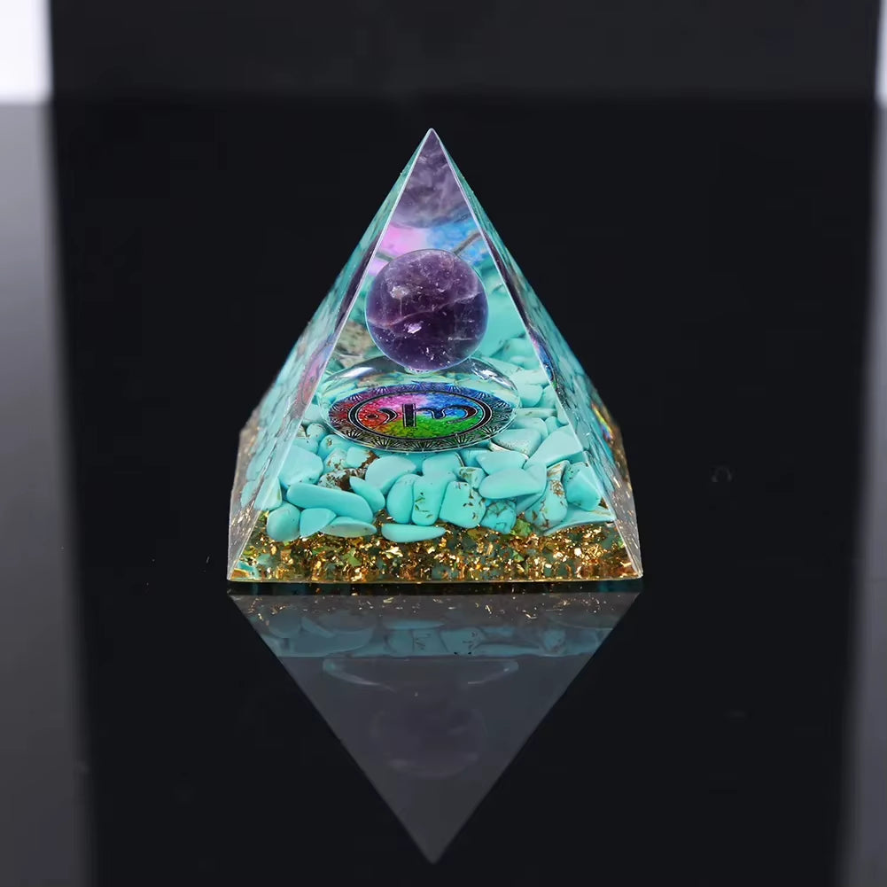 Crystal Stone Orgone Pyramid Energy Generator Room Decor Ornament Natural Amethyst Peridot Reiki Chakra Meditation for Kid Gifts