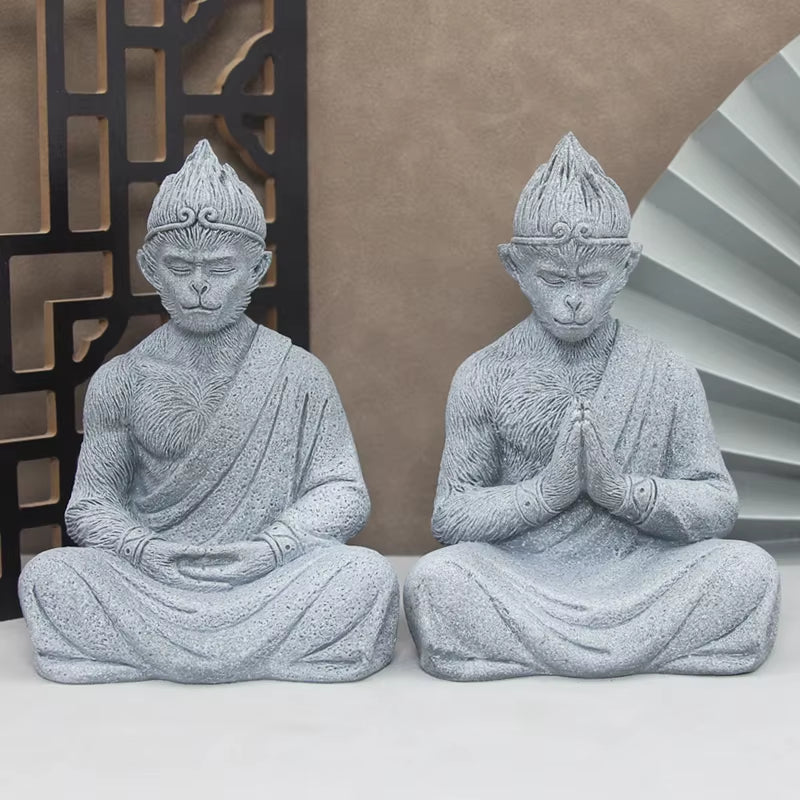 Zen Monkey King Little Monks Buddhist Figurines Buddha Stone Statue Figurines Garden Car Ornament Home Decor Aquarium Decoration