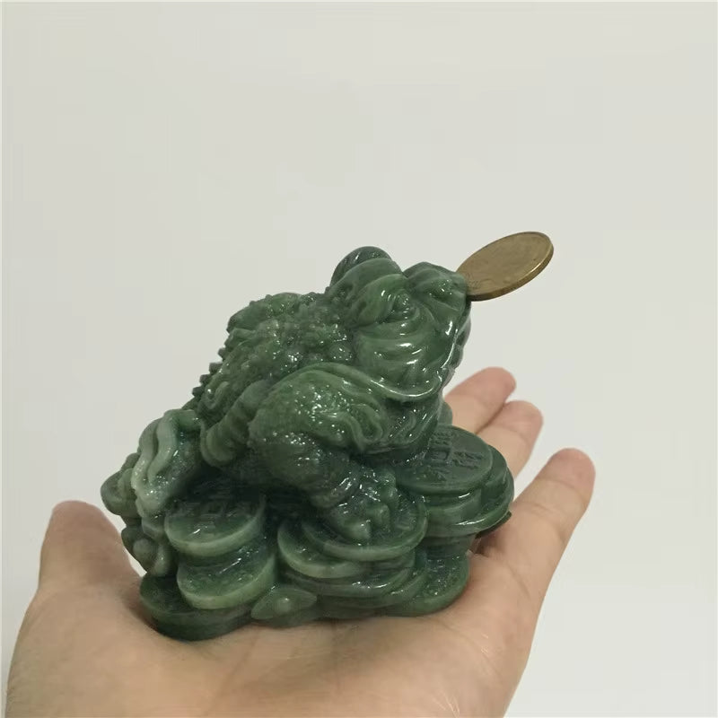 Money Buddha Statues Chinese Feng Shui Coin Three Legged Toad Frog Animal Statue Sculptures Home Decoration Man-Made Jade Stone