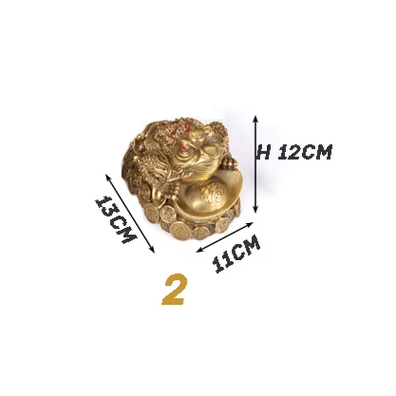 YES LUCKY Feng Shui Brass Three Legged Frog Toad Blessing Attracting Wealth Money Metal Statue Figurine Home Decoration Gift