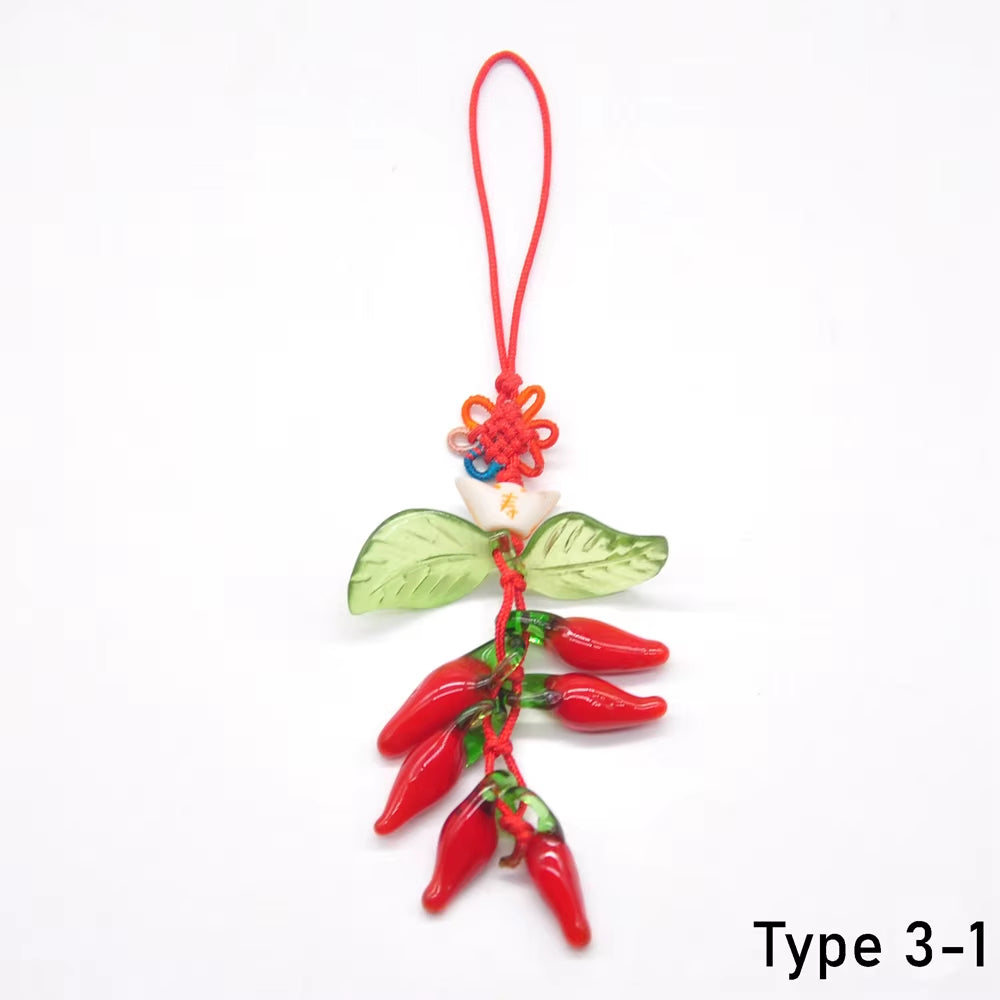 Mascot Wealth Lucky Fengshui Decoration Brass Coin Chili Cabbage Chinese Knot for Car Hanging Charm Ornaments Spiritual Supplies