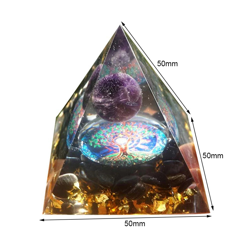 Natural Energy Healing Stone Crystal Orgonite Energy Pyramid Sculpture Symbolize Lucky Gather Home Office Decor Ornaments Gifts