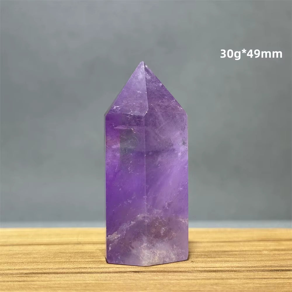 Natural Brazilian Amethyst Quartz Crystal Point Obelisk Hexagonal Wand Healing Reiki Witchcraft Meditation Energy Home Decor