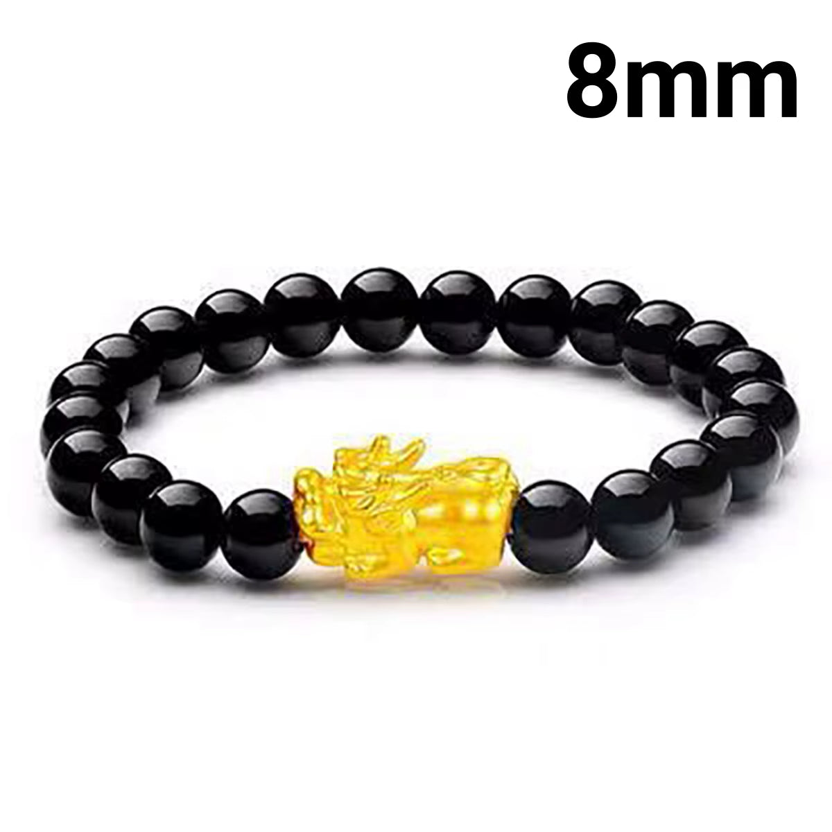 Buddhism Feng Shui Obsidian Stone Beads Bracelet Men Women Unisex Brave Troops Wristband Gold Color Pixiu Wealth Lucky Bracelets