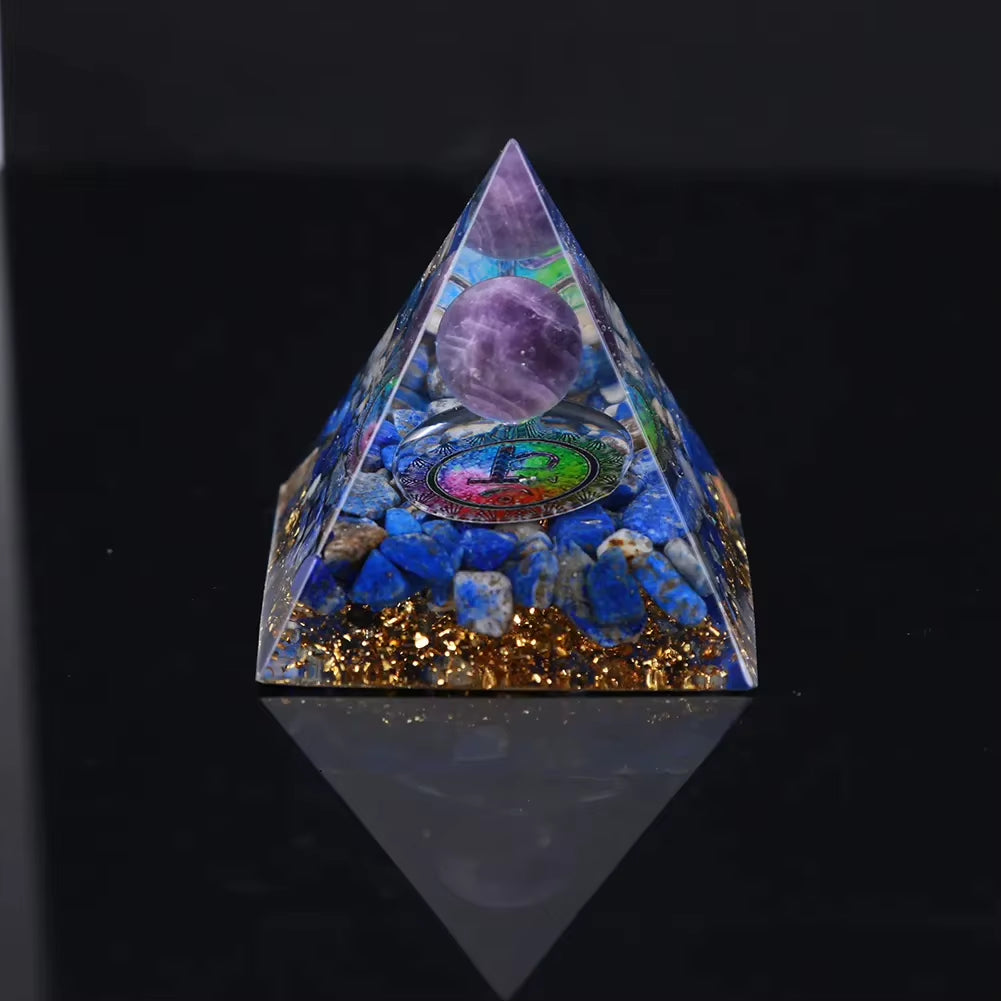 Crystal Stone Orgone Pyramid Energy Generator Room Decor Ornament Natural Amethyst Peridot Reiki Chakra Meditation for Kid Gifts