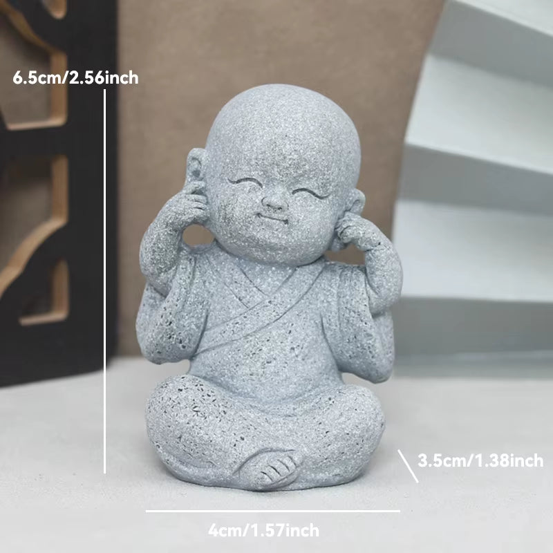 Zen Monkey King Little Monks Buddhist Figurines Buddha Stone Statue Figurines Garden Car Ornament Home Decor Aquarium Decoration