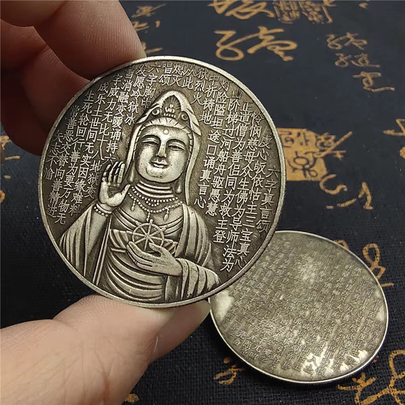 Guanyin Coins HOME WALL DÉCOR Large Silver Dollar Commemorative Collection Feng Shui Lucky Gift