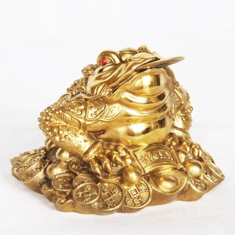 YES LUCKY Feng Shui Brass Three Legged Frog Toad Blessing Attracting Wealth Money Metal Statue Figurine Home Decoration Gift