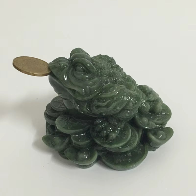 Money Buddha Statues Chinese Feng Shui Coin Three Legged Toad Frog Animal Statue Sculptures Home Decoration Man-Made Jade Stone