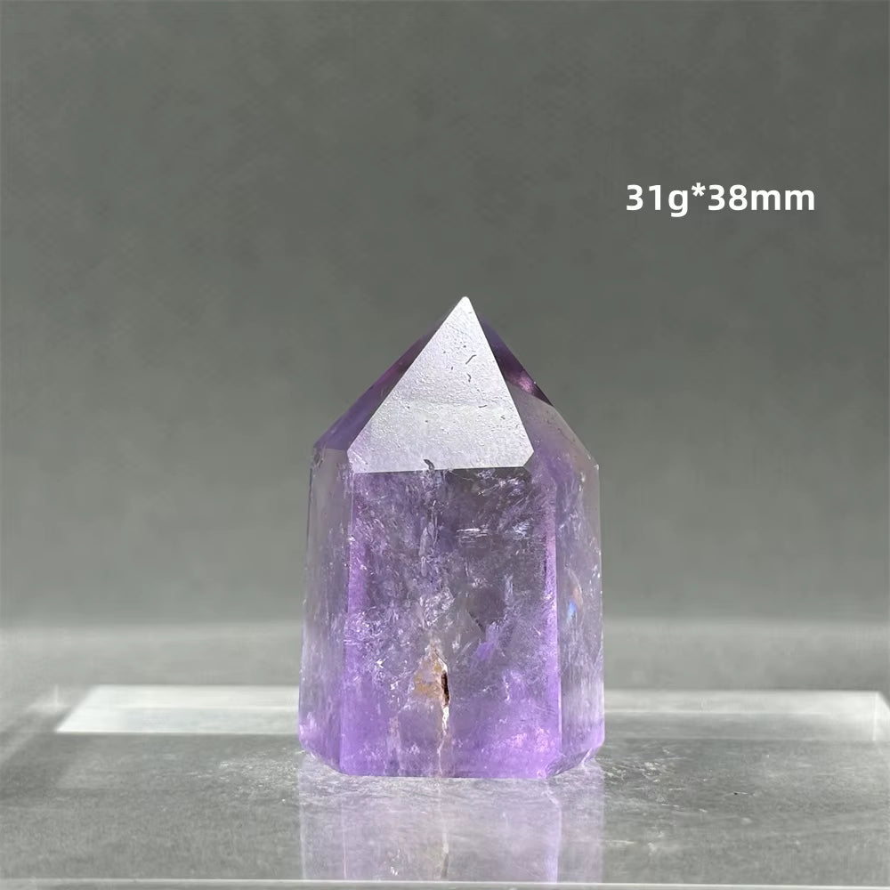 Natural Brazilian Amethyst Quartz Crystal Point Obelisk Hexagonal Wand Healing Reiki Witchcraft Meditation Energy Home Decor