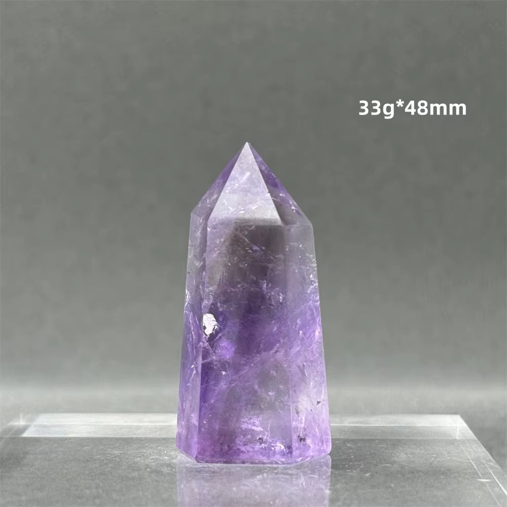 Natural Brazilian Amethyst Quartz Crystal Point Obelisk Hexagonal Wand Healing Reiki Witchcraft Meditation Energy Home Decor