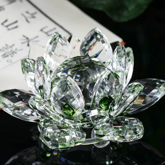 60Mm Crystal Lotus Flower Glass Figurines Flowers Candle Tea Light Holder Paperweight Ornament Feng Shui Decorative Collection