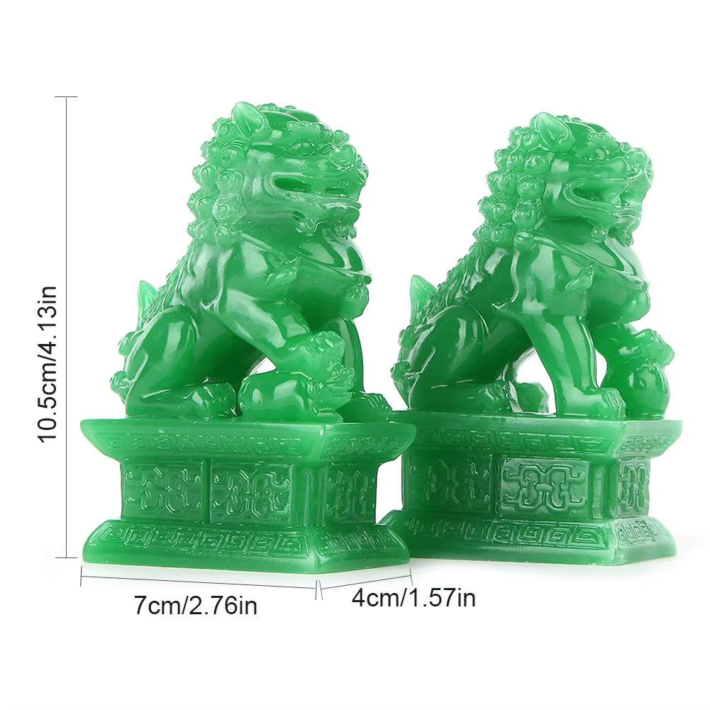 2021 2Pcs Fu Foo Dogs Guardian Lion Statues Stone Finish Feng Shui Ornament Cultural Element Asian Foo Dog for Home Decoration