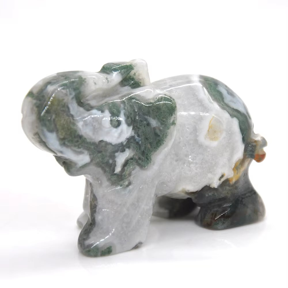 2" Lucky Natural Healing Crystal Elephant Tortoise Cat Dog Wolf Snake Fox Statue Animal Stone Carving Ornament Office Decor Gift