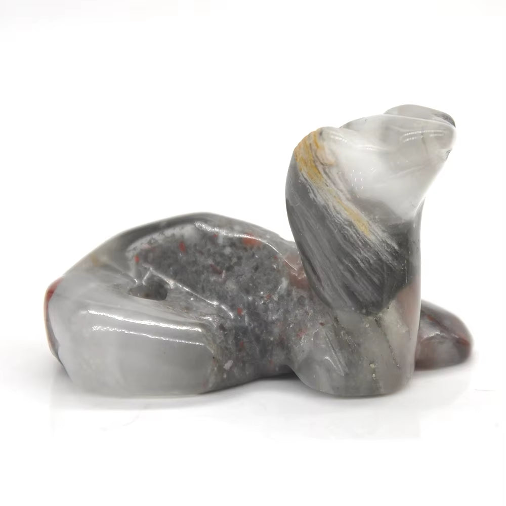 2" Lucky Natural Healing Crystal Elephant Tortoise Cat Dog Wolf Snake Fox Statue Animal Stone Carving Ornament Office Decor Gift