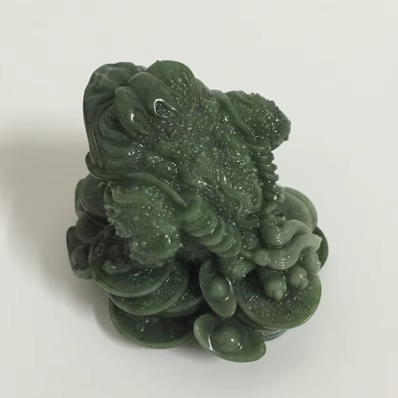 Money Buddha Statues Chinese Feng Shui Coin Three Legged Toad Frog Animal Statue Sculptures Home Decoration Man-Made Jade Stone