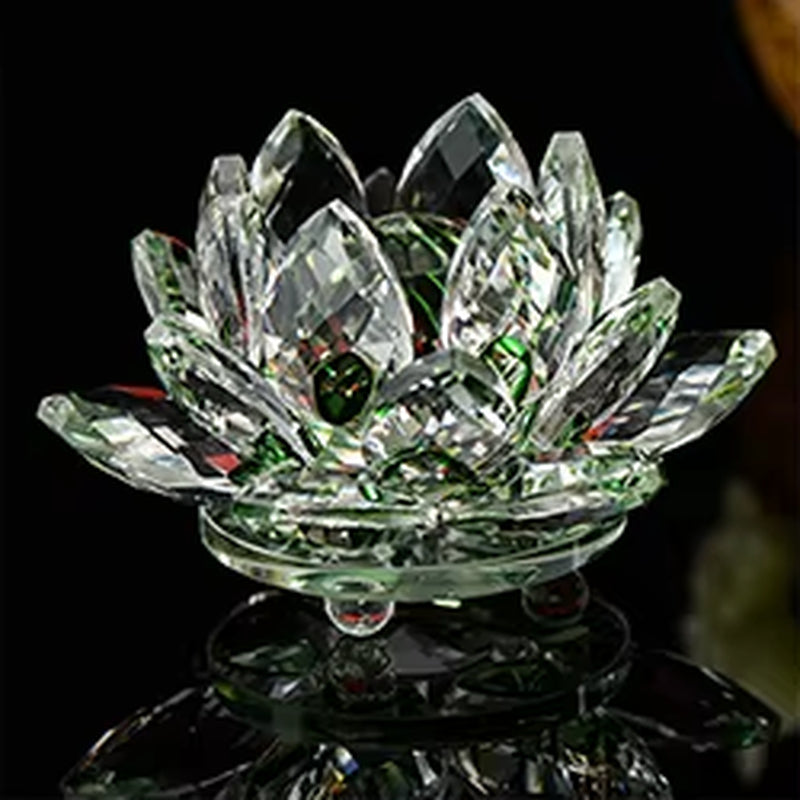 80Mm Colorful Crystal Glass Lotus Flower Natural Stones Feng Shui Crystal Flowers for Wedding Souvenirs