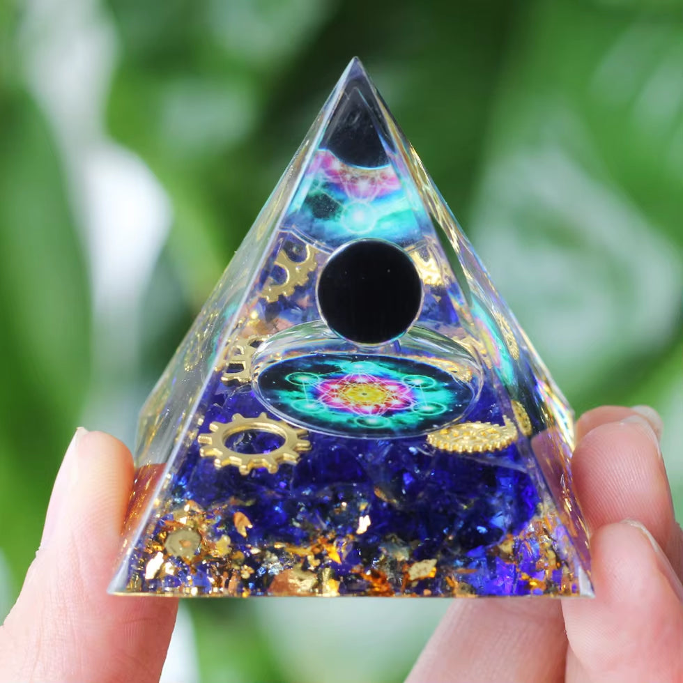 Energy Generator Orgone Pyramid Amethyst Peridot Healing Crystal Stone Home Decor Pyramid Ornament Meditation Tool Christmas Gif