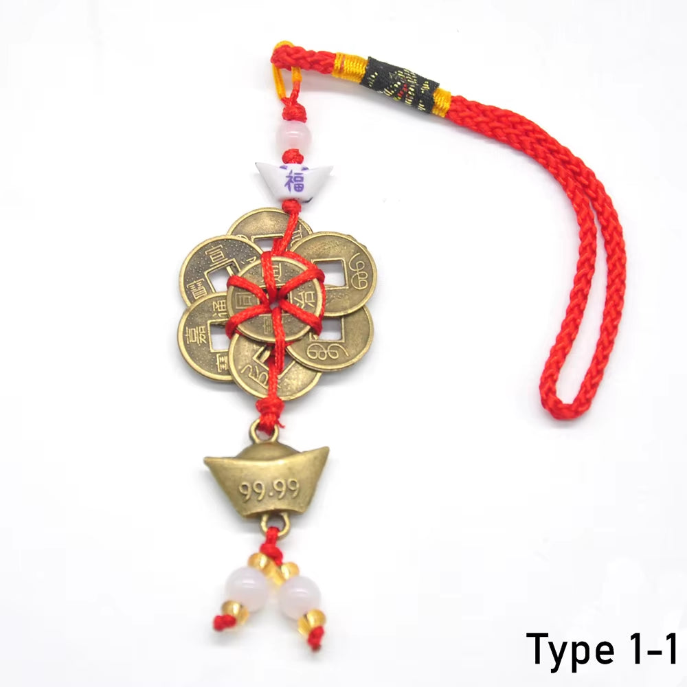 Mascot Wealth Lucky Fengshui Decoration Brass Coin Chili Cabbage Chinese Knot for Car Hanging Charm Ornaments Spiritual Supplies