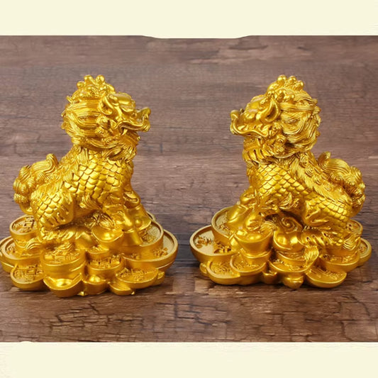 1 Pair Qi Lin Statue Home Decoration Crafts House Lucky Office Feng Shui Ornaments YLM3004