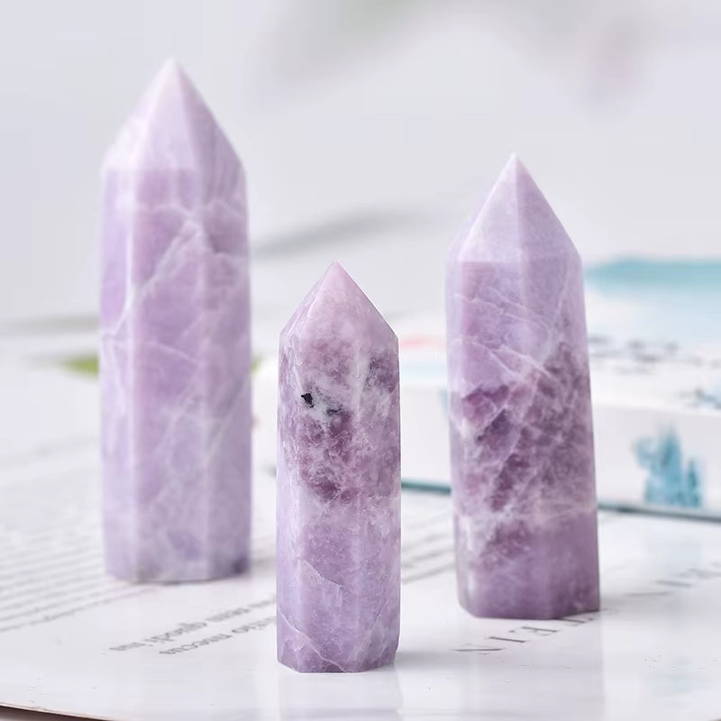 Natural Crystal Quartz Lilac Stone Energy Pillar Obelisk Wand Rock Mineral Reiki Healing Crystal Wand Home Decorcollect Souveni