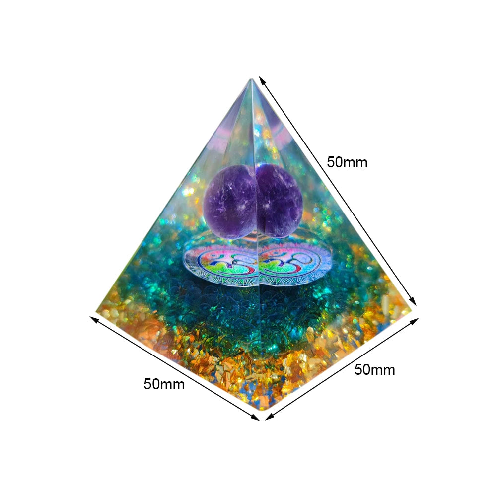 Natural Energy Healing Stone Crystal Orgonite Energy Pyramid Sculpture Symbolize Lucky Gather Home Office Decor Ornaments Gifts